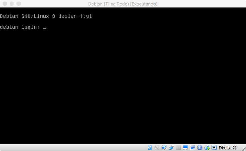 Tela inicial do Debian